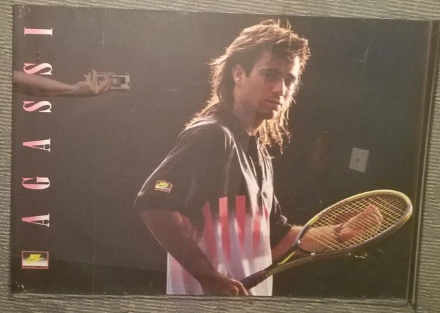 VINTAGE 1989 ANDRE AGASSI Poster 24" x 36" Nike Challenge Court TENNIS ...