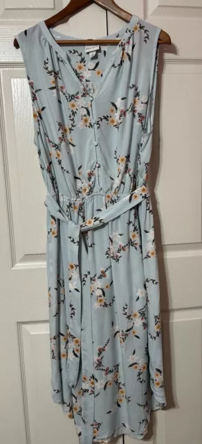 AVA & VIV Women’s Blue Floral Sleeveless Dress Size 1X