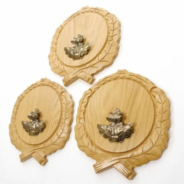 3 Pieza Keilerschilder Tallado Roble Claro Af 17,5 CM Con Hojas de Roble 3