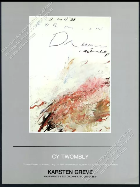 1983 Cy Twombly Pormian Dreams art Cologne gallery vintage print ad