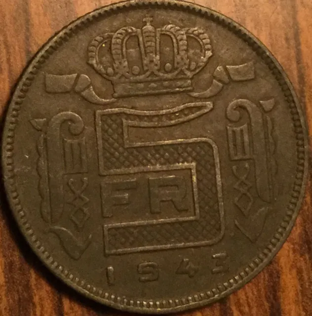 1943 Belgium 5 Francs Coin