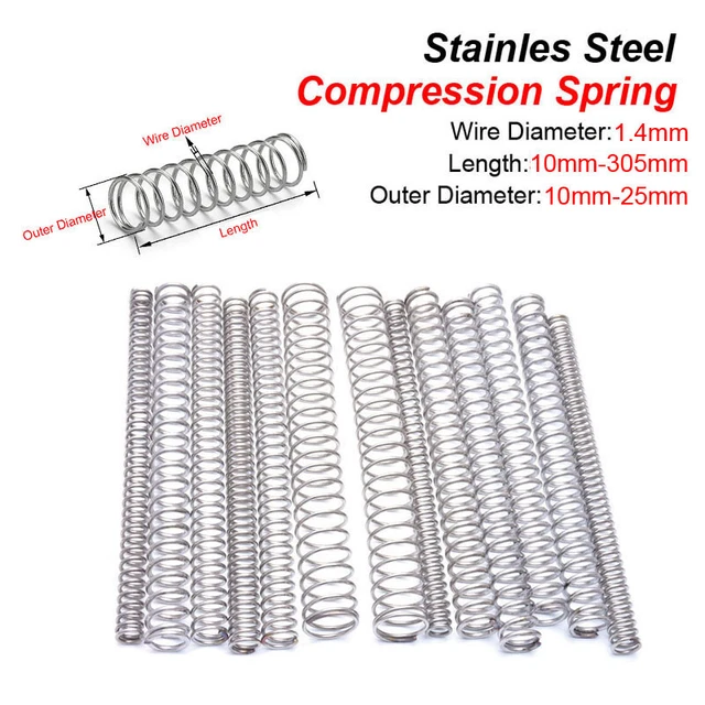 10 pezzi molla a pressione filo diametro 1,4 mm acciaio inox molla piccola lunghezza 10-305 mm