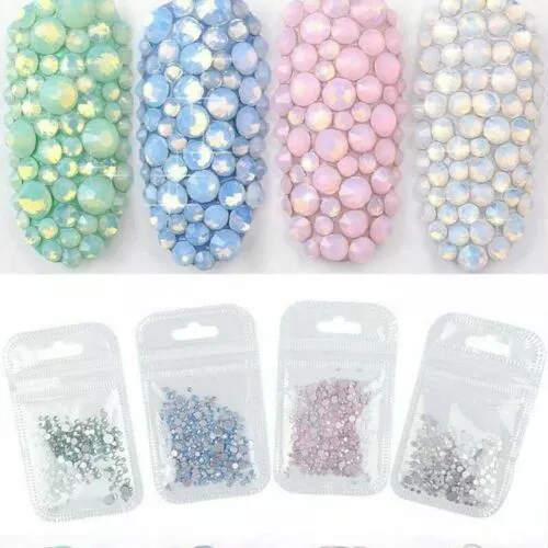 Back Flat Diamante Crystal Nail Art Craft Gems 3D Mix Size Colorful Rhinestones 2