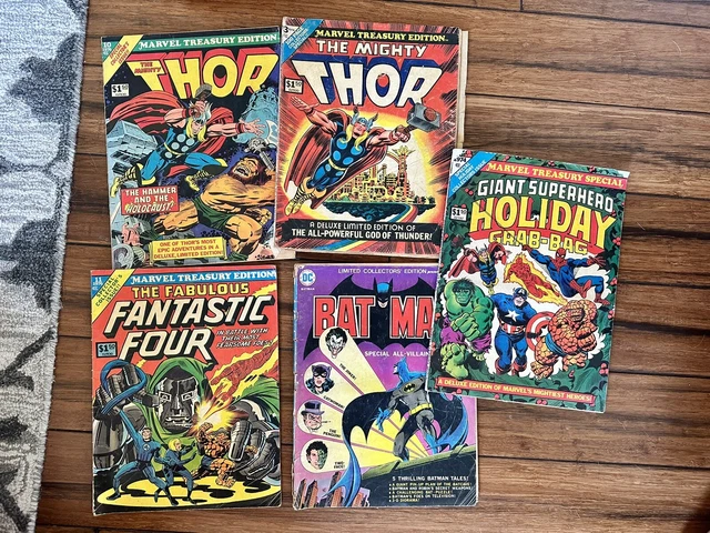 Treasury Edition Comics Lot of 5 Thor Holiday Batman Fantastic Four