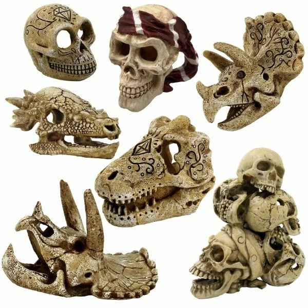 Superfish Dinosaur & Pirate Skull Aquarium Fish Tank Ornament Decoration Resin