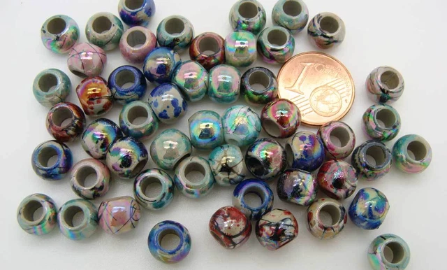 50 perles Acryliques Rondes 8mm motifs abstraits aléatoires  DIY création bijoux