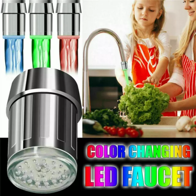 LED Light Faucet Color Changing Temperature Sensor Water Nozzle Tap AU