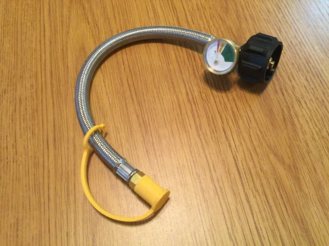 GUANGFENG Gas Hose Assembly Steel Braided 16” with Guage