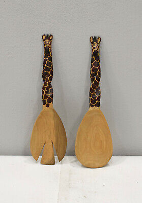 African Old Giraffe Wood Serving Spoon Set Kenya