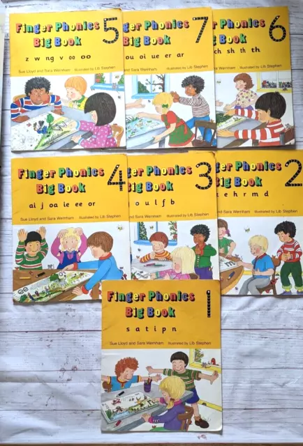 Set of 7 Finger Phonics Big Book Lloyd Wernham Soft Cover Illustrated Teaching