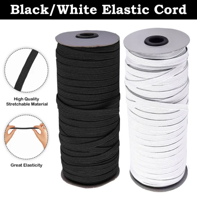 Black White Stretch Elastic Flat Elastic Cord Waist Band Cuffs Woven