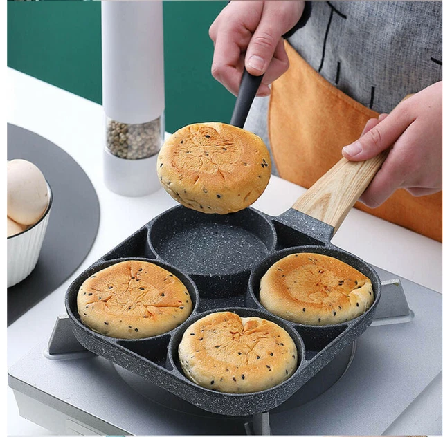 Pan Non-stick 4 Hole Omelette Pancake Grill Maker Cookware Tool Kitchen Griddle