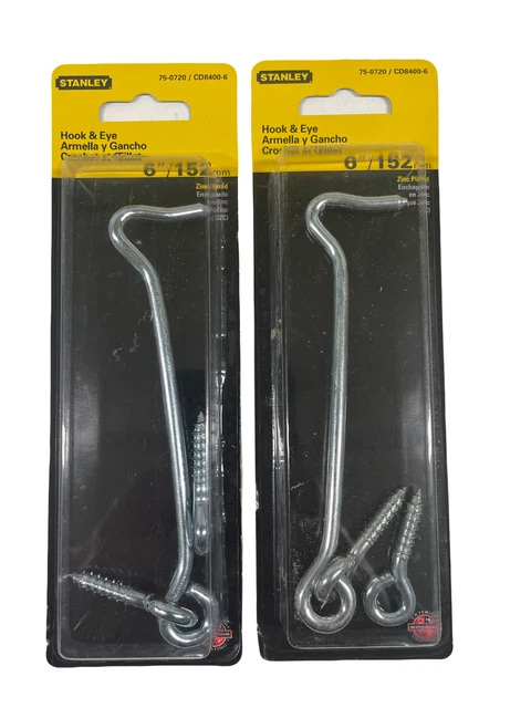 HOOK AND EYE (2 PACK)  Stanley 6" Zinc Plated  75-0720  CD8440-6