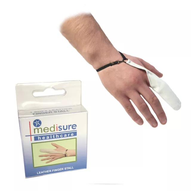 Medisure First Aid Premium Quality Re-Usable Medical White Leather Finger Stall