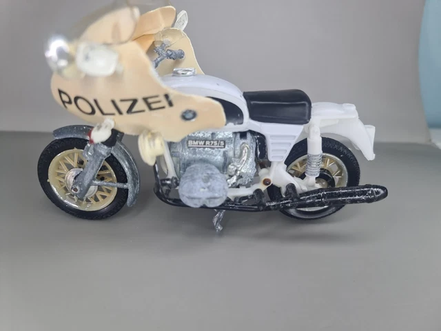Moto Bmw R75 C/ Sidecar Polistil 1:15 De Metal Anos 70 Na Cx Preto