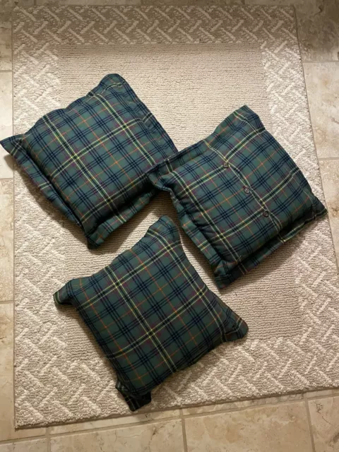 Wool Tartan Plaid Throw Pillow Cover Handmade 16x16 Buttons