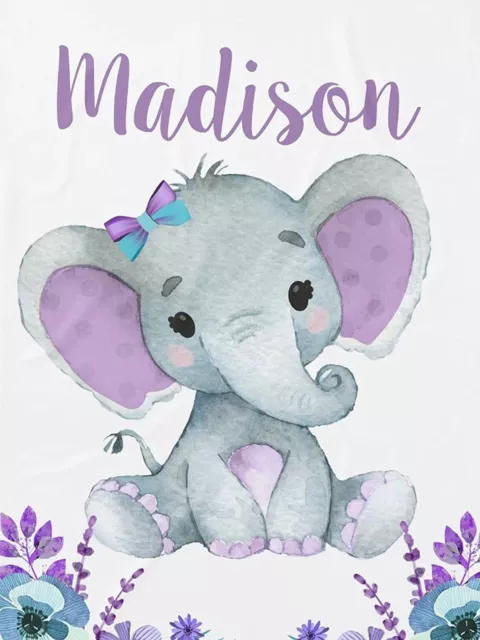 Personalized Baby Blanket with Name Custom Name Elephant Throw Blanket Kids