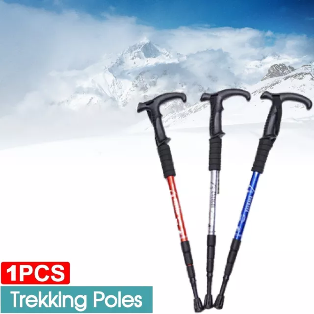 Hiking Trekking Poles Walking Stick Adjustable Camping Anti Shock Lightweight