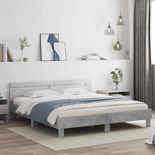 MODERN WOODEN CONCRETE Grey Emperor Size 200cm Bed Frame Base With