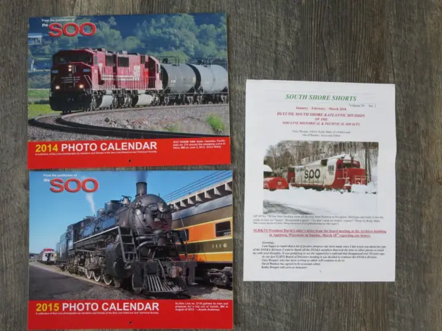 Lot of 3 SOO Line Publications 2014 and 2015 Calendars and South Shore Shorts