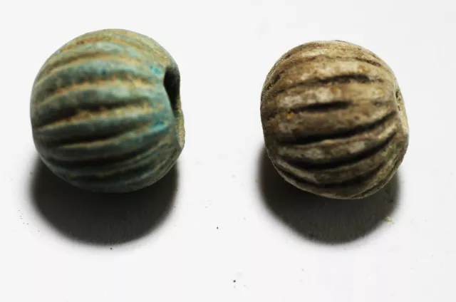 Zurqieh -As22823- Ancient Egypt. Lot Of 2 Faience Beads. 600 - 300 B.c