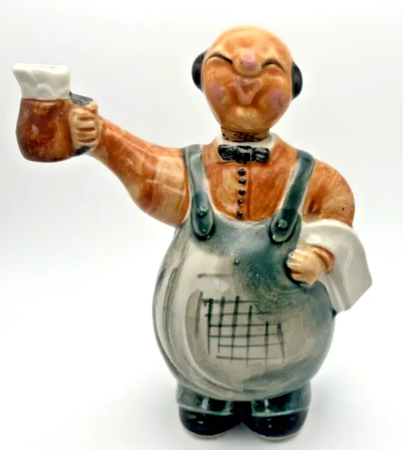 CUTE Vintage Japan Decanter Bottle 7" Ceramic Waiter with Jug Hand Painted