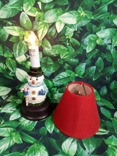 VTG 80s Resin Christmas Holiday Table Lamp Frosty Snowman Red/White/Brown Cute