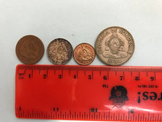 Honduras Lot of 4 Coins from 1939, 1952 and 1954