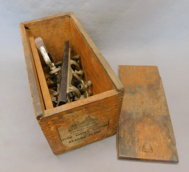 Stanley No. 45 ANTIQUE Combination Plow & Bead Plane in Tall Wooden Box