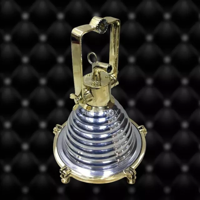 Nautical Marine Vintage Aluminum & Brass Hanging Cargo Light