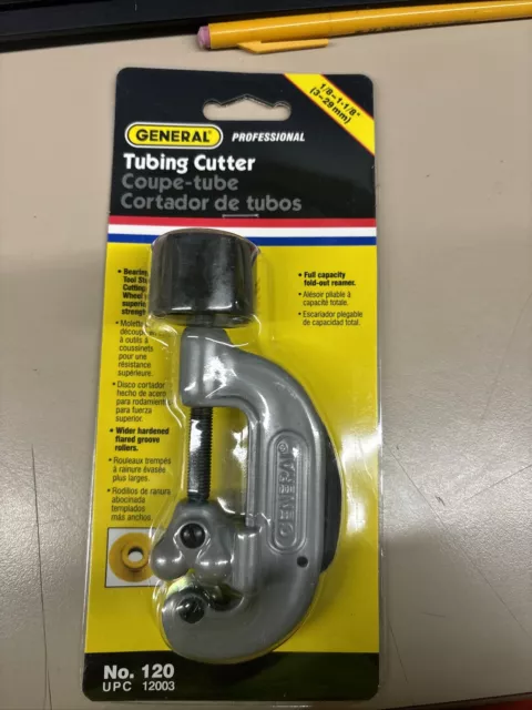 Qty 1 New General Tools No. 120 Tubing Cutter 1/8 - 1-1/16 Made In Usa