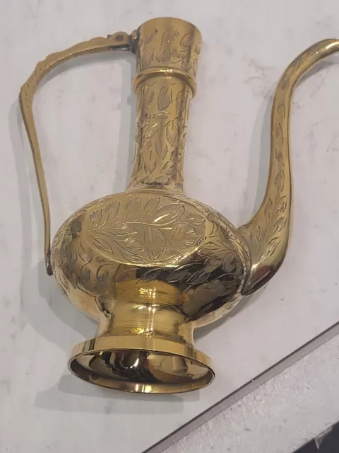  Teapot Pitcher Made in India - No Lid/cap - VINTAGE Brass Etched 