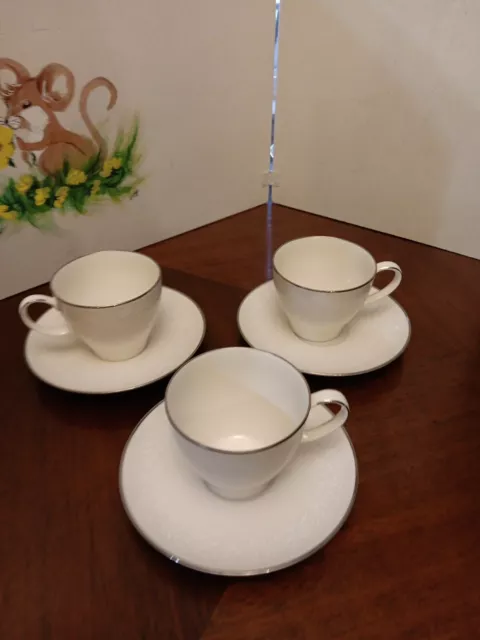 Noritake Ivory China LORELEI PATTERN #7541 Cups & Saucers MADE IN JAPAN SET Of 3