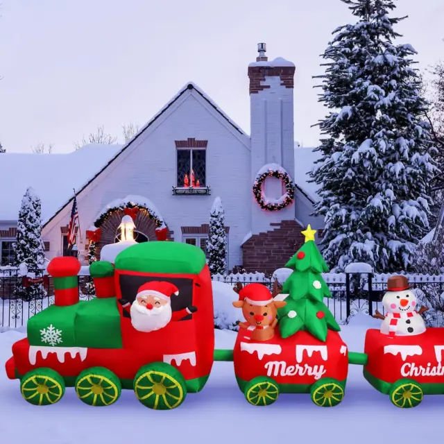 VINTAGE Christmas Outdoor Lighted Santa Train Yard Decor 4ft Long