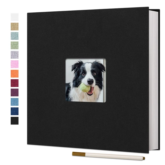 Large Photo Album Self Adhesive for 4x6 8x10 10x12 Pictures Linen Sc...