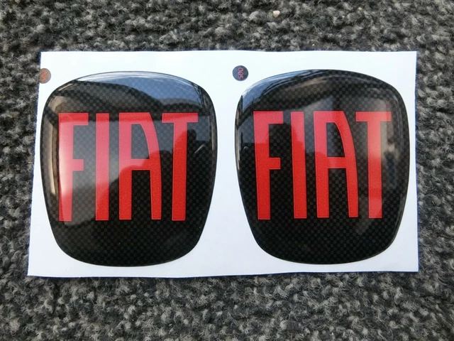 Autocollants 3D Résinés Logo Fiat 500 Riva - Paire - Couleur Anthracite - Neuf En Emballage