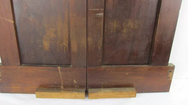 Set of 2 Antique Vintage Paneled Wood Cabinet Pantry Doors Shutters Old Stain 3