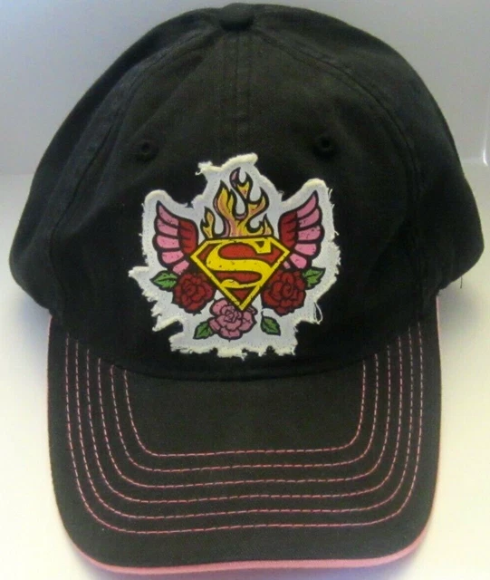 CAP/HAT SUPER GIRL WOMAN'S EMBROIDERED LOGO ADJUSTABLE /BLACK - New Rare Vintage