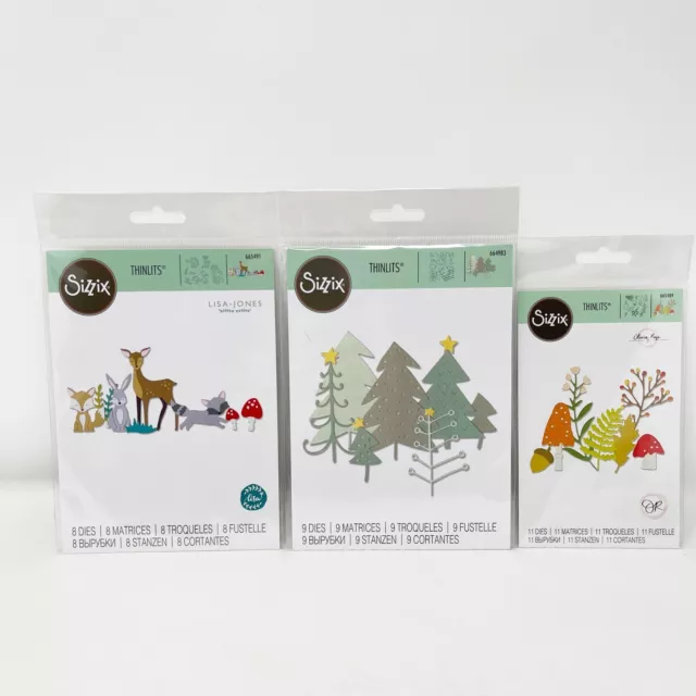 Sizzix Scrapbooking Bundle Thinlits Die Cuts Woodland Critters Winter Christmas