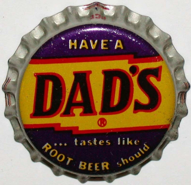 Vintage soda pop bottle cap DADS ROOT BEER cork lined Ironwood Michigan unused