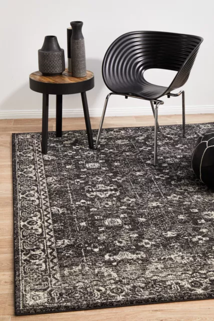 NEW CHARCOAL BLACK Modern Rug Large Floor Mat Carpet FREE DELIVERY*