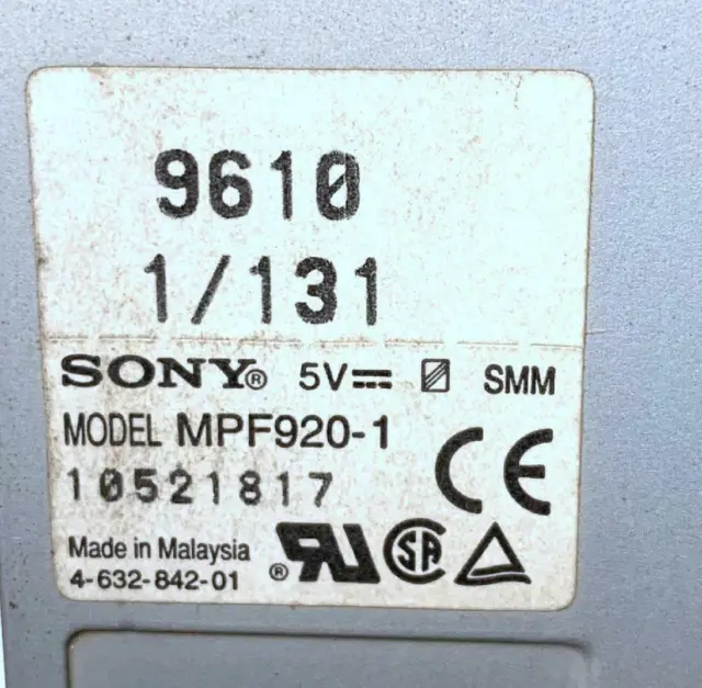 Mpf920-1 Sony 1.44 Floppy Drive Black Face Pulled From Nokia 440 Firewall 1.44Mb