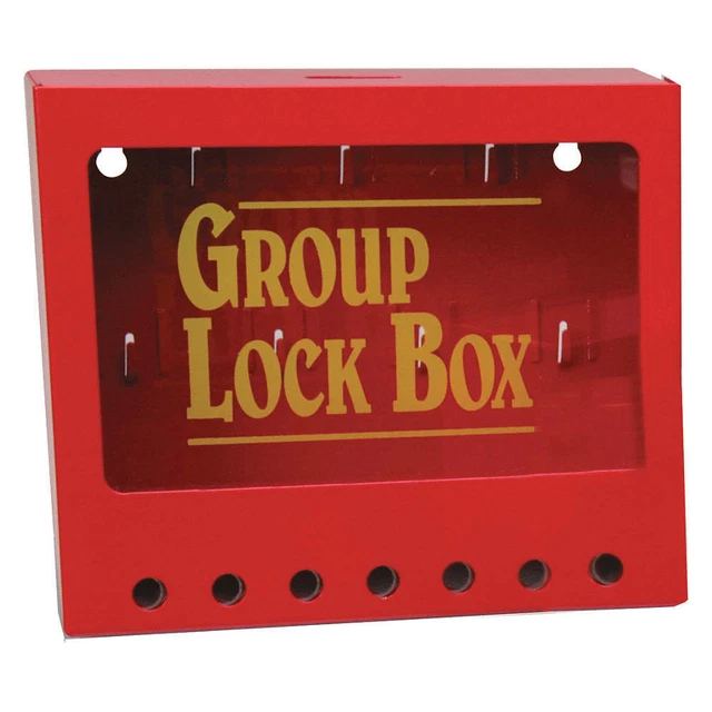 BRADY 105714 Group Lockout Box,7 Locks Max,Red