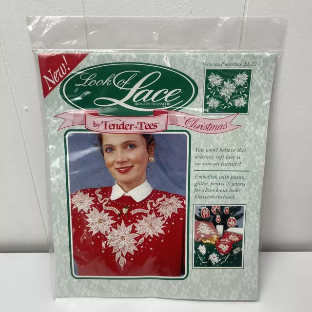 Look of Lace Iron On Transfers Christmas Victorian Poinsettias Tender Tees New