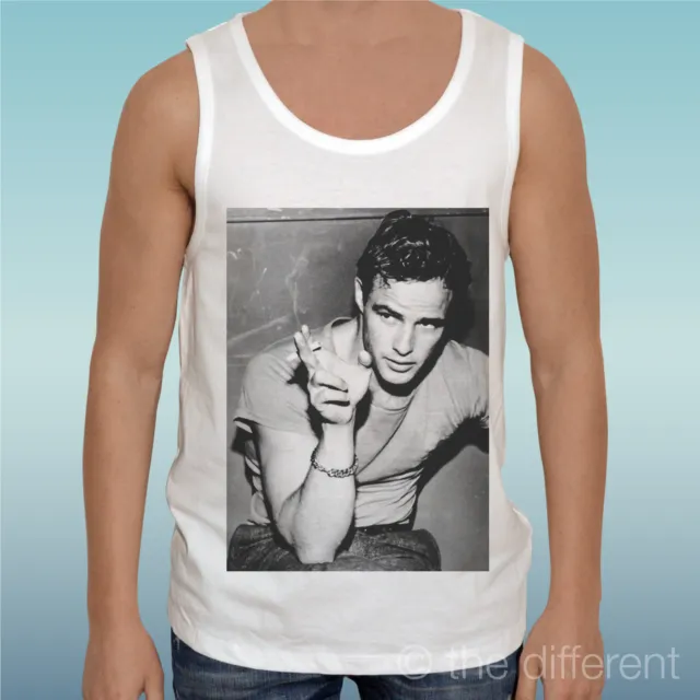 Canotta T-Shirt " Young Marlon Brando Smoke "Canottiera Idea Regalo