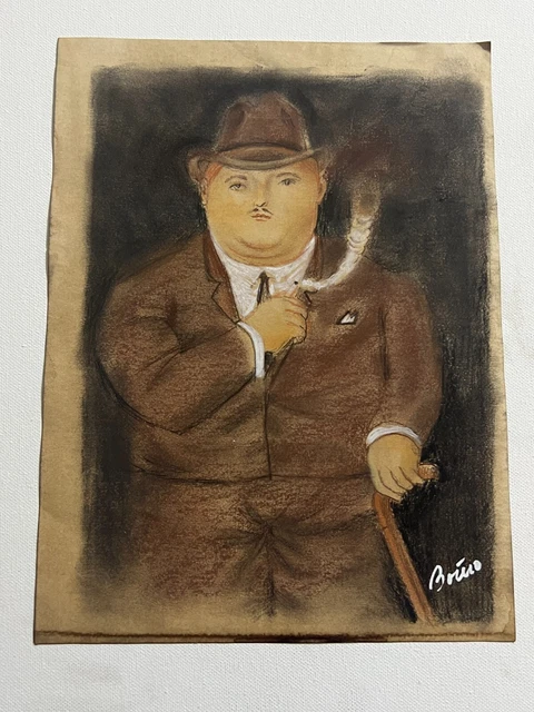 Fernando Botero Drawing on paper (Handmade) mixed technique vtg art Fernando Botero Drawing on paper (Handmade) mixed technique vtg art