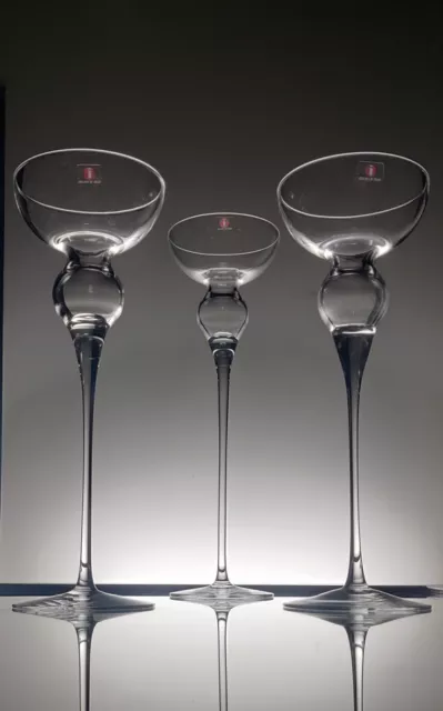 Timo Sarpaneva "Charlotta" - set of three tall glass candle holders - Iittala