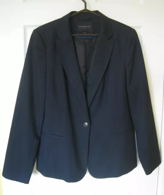 KENNETH COLE SELECT Womens XL Jacket Blazer Blue Black One Button Lined ...
