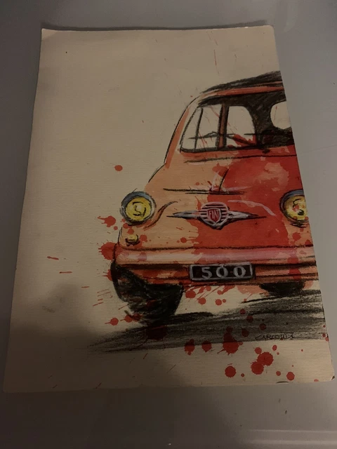 Disegno ORIGINALE Di Carlotti …Fiat 500