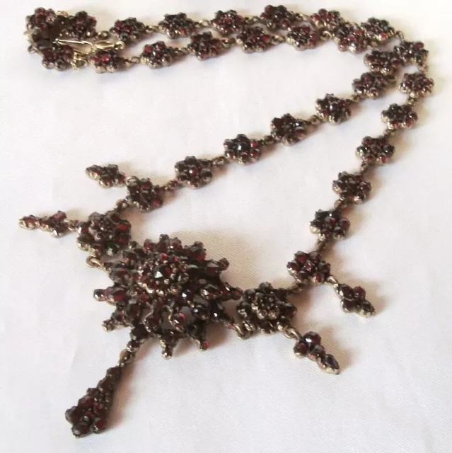 alte Granat Kette Collier Collierkette um 1870 old garnet / CU 151(1)